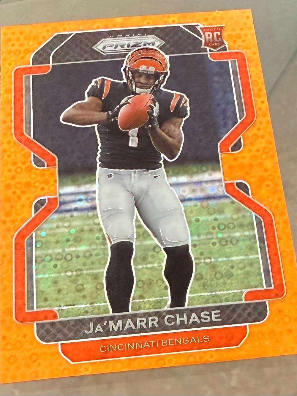 2021 Panini Prizm - Rookie Ja'Marr Chase #337 Orange Disco Prizm (RC). Good cond